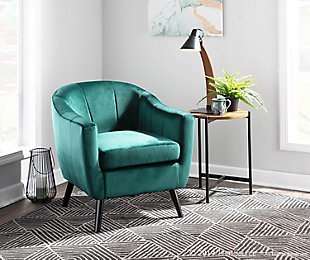 LumiSource Rockwell Velvet Accent Chair, Black/Green, rollover