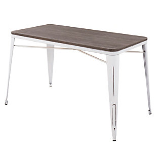 Fall in love the timeworn charm of the Oregon Utility Table by LumiSource. Made of metal and wood, the Oregon Utility Table was designed for style and durability. Perfect for anywhere a versatile table is needed. To complete the look, match with the other pieces in the Oregon Collection.Industrial / farmhouse styling | Fixed height | Wood table top | Sturdy metal frame | Versatile design