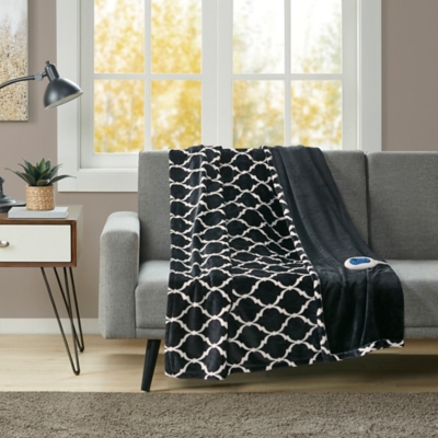 Beautyrest Ogee Oversized Heated Throw, Black, large