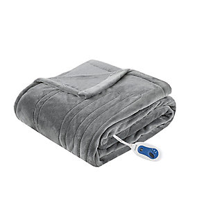 Beautyrest Oversized Plush Heated Throw, Gray, large