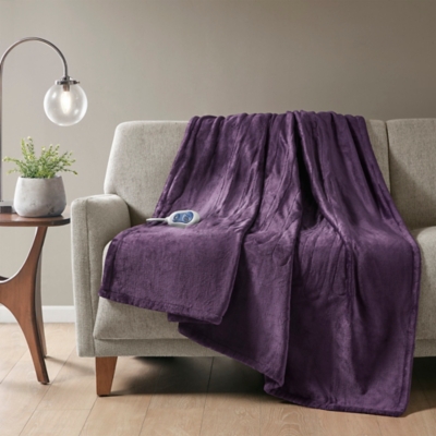 Beautyrest Oversized Plush Heated Throw, Purple, large