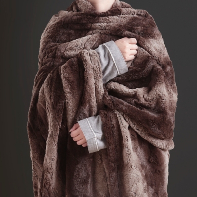 Marselle Oversized Faux Fur Heated Throw Ashley