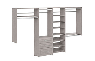 EasyFit 84"-120" W Modern Raised Dual Tower Closet System, Weathered Gray, rollover