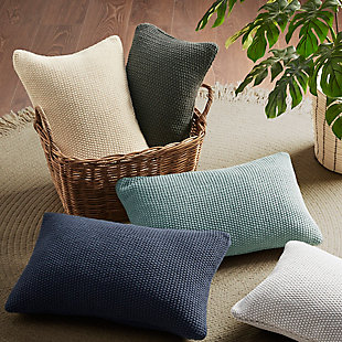 The INK+IVY Bree Knit Oblong Pillow Cover offers a simple and cozy addition to your living room or bedroom decor. This knit pillow cover is made from ultra-soft acrylic to create a casual cottage look. A hidden zipper closure provides a clean finished edge to the design. Machine washable for easy care, this pillow cover can be easily mixed and matched with your home decor to create that perfect look. Filler pillow is NOT included.Imported | Bree knit texture | Ultra soft acrylic | Charming cottage look | Hidden zipper closure | Machine washable