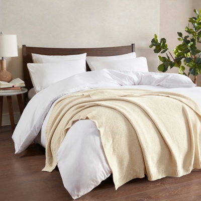 INK+IVY Bree Knit Throw, Ivory, large