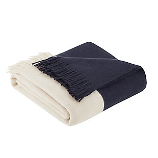 INK+IVY Stockholm Color Block Faux Cashmere Throw, Navy, large