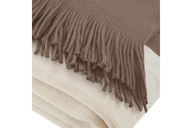 Add a layer of coziness to your room with the super soft INK+IVY Stockholm Throw. The color block design and fringed edges create a fun casual look.Imported