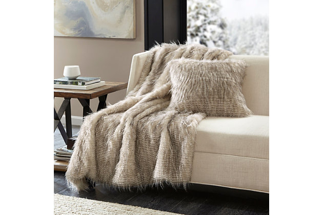 Madison Park’s Edina Faux Fur Square Pillow brings a gorgeous touch to your décor. The face of the pillow flaunts premium luxury faux fur, creating a beautiful and rich texture. A solid mink reverse adds another layer of lush softness, while the zipper closure secures the feather and down filling. Place this square pillow on sofa or set it on your bed to add a sophisticated and lavish update to your room.Imported | Premium luxury faux fur | 95% feather and 5% down filling | Zipper closure