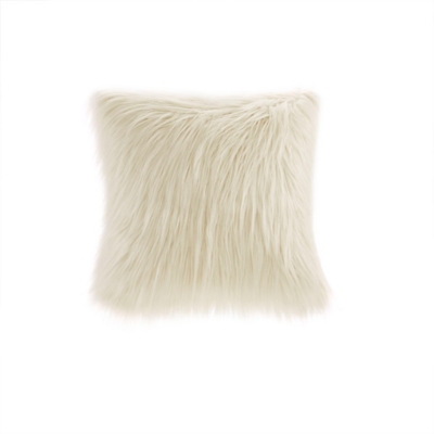 Madison Park Edina Faux Fur Throw Pillow, Ivory, large