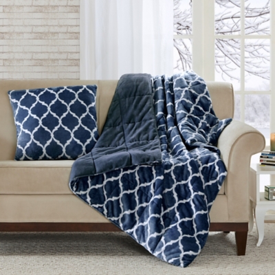 Madison Park Ogee Printed Throw Pillow, Navy, large