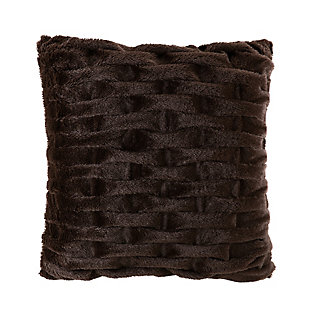 Madison Park Ruched Fur Throw Pillow, Brown, large