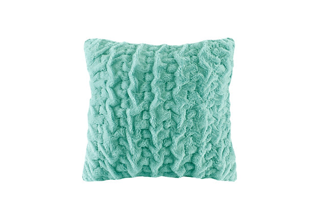 The Ruched Fur Square pillow features the softness of faux fur and reverses to an ultra soft solid faux mink. The simple hand ruched pattern is the perfect sophisticated update.Imported | Ruched pattern | Ultra soft plush fabric | Solid reverse | 25x25"