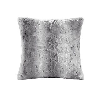 Madison Park Zuri Faux Fur Reverse to Lux Microfur Throw Pillow, Gray, large