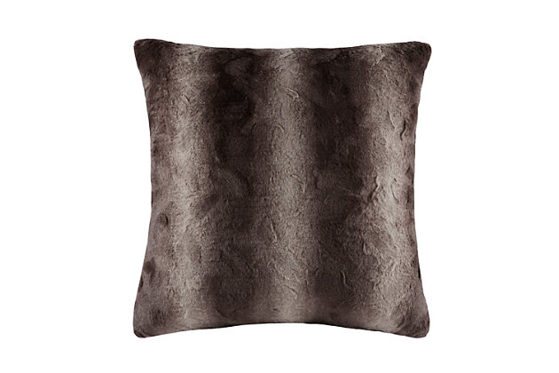 The Madison Park Zuri Euro Pillow features a luxuriously soft faux fur and reverses to a solid lux microfur. This faux fur pillow is the perfect modern update and adds a glamorous accent to your home.Imported | Luxurious faux fur | Ultra soft | Spot clean