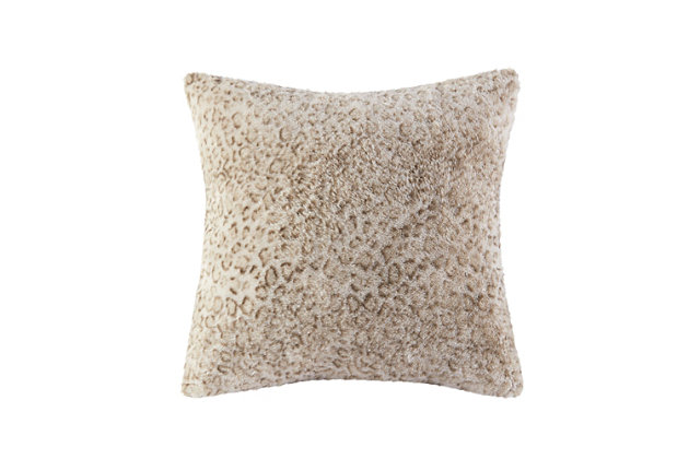The Madison Park Zuri faux fur square pillow is the perfect combination of style and simplicity. It can be used in any room for a sophisticated update. Reverses to an ultra soft solid lux micro fur.Imported | Oversized faux fur pillow 20x20 | Super soft and cozy with hypoallergenic polyester filling | Luxuriously soft faux fur face & solid faux mink reverse | Spot clean