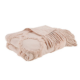 Add a cozy farmhouse touch to your home with the Madison Park Brianne Cotton Tufted Throw. This blush cotton throw flaunts a tufted geometric pattern with a 4-inch fringe on each end that adds texture and dimension, for a charming country allure. The 100% cotton fabric creates a lightweight and natural feel, making this cottage throw perfect for all seasons. Machine washable for easy care, this cotton tufted throw is great as a layering piece across your bed or can be hung like a tapestry for a chic accent on your wall.Imported | 100% cotton tufted throw | 4" fringe | Natural cotton feel | Machine washable