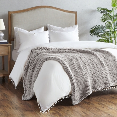 A600028980 Chunky Double Knit Handmade Throw, Gray sku A600028980