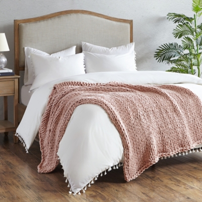 Chunky Double Knit Handmade Throw, Blush