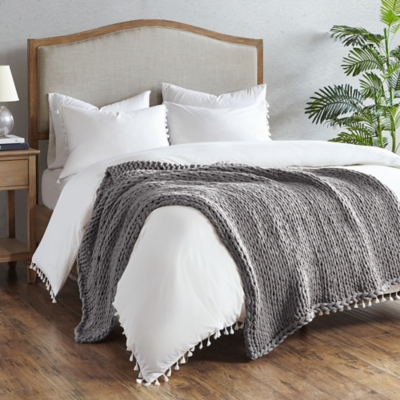 A600028982 Chunky Double Knit Handmade Throw, Charcoal sku A600028982