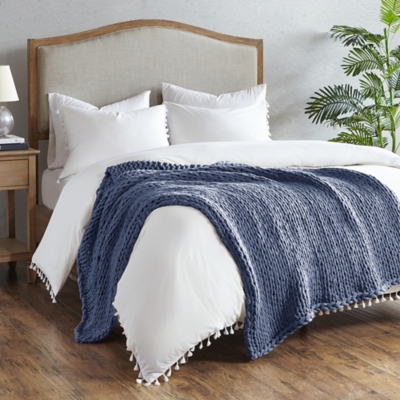 A600028983 Chunky Double Knit Handmade Throw, Indigo sku A600028983