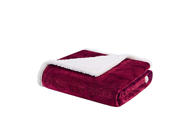 This super soft plush throw features a textured design that adds dimension to the throw. The reverse features a cozy berber to keep you warm. It's also oversized for added warmth and comfort.Imported | Oversized | Textured design | Ultra soft plush fabric | Machine washable