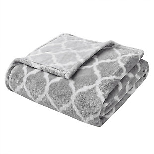 This Madison Park super soft microlight oversized plush throw features a modern ogee print that adds style and flair to any room. MicroLight is the next generation in plush throws. Our unique knitting technology allows us to craft an irresistibly soft, ultra lofty throw that is light enough to be used during even the warmest summer months and is perfect as a layering piece during the coldest of winters. It's machine washable for easy care.Imported | Super soft microlight plush throw | Modern ogee print adds style and flair to any room | Oversized dimensions 60x70" | Machine washable for easy care