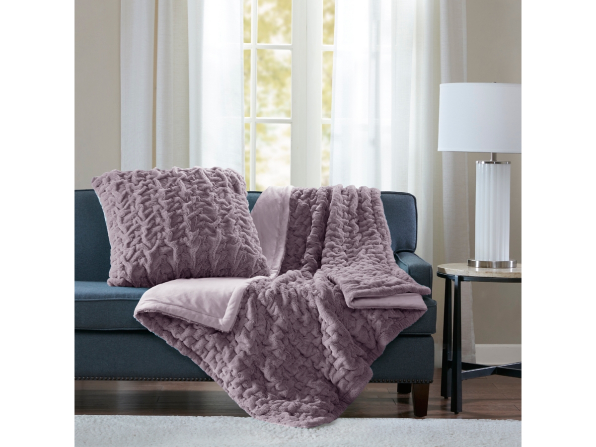 Madison park luxury ruched fur throw cheap