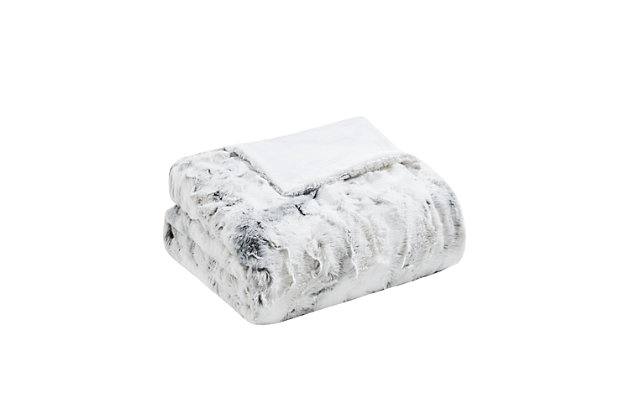 Add a glamorous accent to your home with Madison Park’s Sachi Oversized Faux Fur Throw. Exceptionally soft faux fur mimics the warmth and texture of real fur, while the marble print gives the throw a beautifully stunning look. The throw is oversized, nearly a foot larger in length and width compared to other throws. Luxuriously indulgent, this faux fur throw wraps you in irresistible softness and is machine washable for easy care.Imported | Marble print long faux fur throw | Oversized throw dimension 60x70 inches | Faux fur face, faux mink on reverse | Warm and stylish in any room | Machine washable
