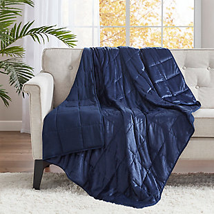 Sleep Philosophy Mink to Microfiber 15-lb Weighted Blanket, Navy, rollover