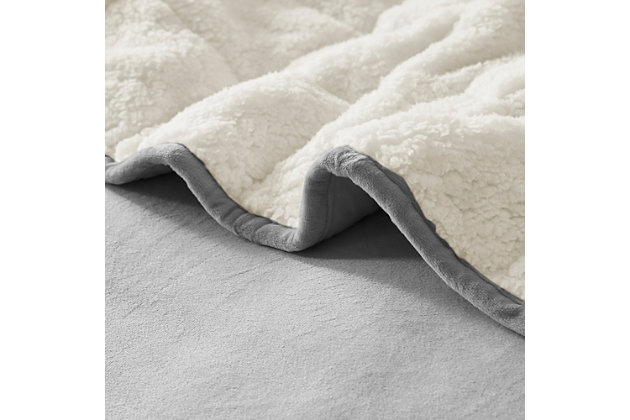 The Sleep Philosophy Velvet to Berber Weighted Blanket offers a soft and hefty comfort to keep you feeling comfortable all night. This grey weighted blanket features an ultra-soft plush face and a berber reverse, for a lush and cozy touch. The weight of the blanket distributes a light pressure all over your body, creating the feeling of being hugged to help reduce stress and anxiety. It also helps promote a deep and restful sleep throughout the night. This blanker is OEKO-TEX certified, meaning it does not contain any harmful substances or chemicals to ensure quality comfort and wellness.Imported | Ultra soft plush face and cozy berber reverse | Distributes light pressure all over your body | Helps to promote a deep and restful sleep throughout the night | Available in 10lb, 12lb and 15lb weights | Oeko-tex certified, includes no harmful substances or chemicals (#15.hcn.61893)