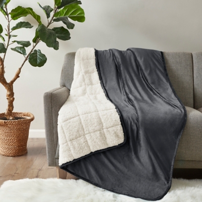Sleep Philosophy Velvet Reverse to Berber 10-lb Weighted Blanket, Charcoal, large