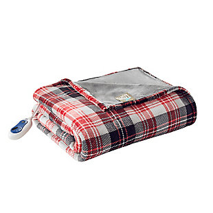 True North by Sleep Philosophy Oversized Heated Printed Plush Throw, Red, large
