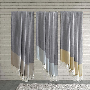 Accented with a fun fringe, this classic color block throw is super soft and cozy.Imported | Color block | 50x60" | 100% acrylic | Machine washable | 4" fringe