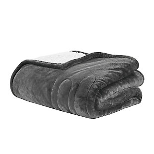 Woolrich Oversized Plush Reverse to Berber Heated Throw, Gray, large