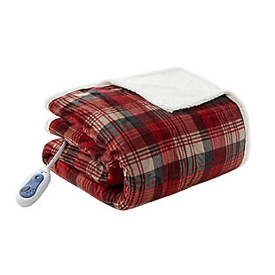 Woolrich Oversized Mink to Berber Heated Throw, Red, large