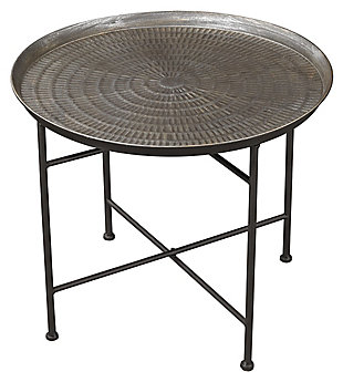 Embossed Pewter Accent Table, , rollover