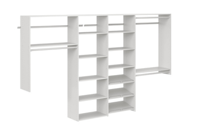 EasyFit 84"-120" W Dual Tower Classic Closet System, White, large