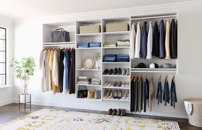 EasyFit 84"-120" W Dual Tower Classic Closet System, White, large