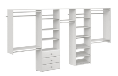 EasyFit 108"-144" W Shared Classic Closet System, White, rollover