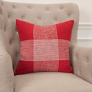 Rizzy Home Woven Plaid Throw Pillow, Red/White, rollover