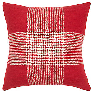 Rizzy Home Woven Plaid Throw Pillow, Red/White, large