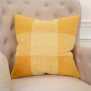 Rizzy Home Woven Plaid Throw Pillow, Yellow/White, rollover