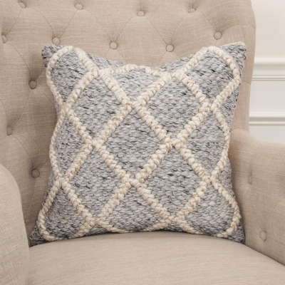Rizzy Home Donny Osmond Chunky Textured Throw Pillow, Natural/Gray, rollover