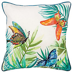 Rizzy Home Butterfly Botanical Throw Pillow, , large