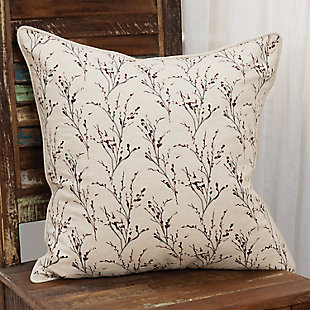 Rizzy Home Botanical Throw Pillow, Berry, rollover