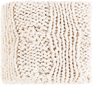 The hand knitted construction of these pieces offer a comfy and natural quality that give your space a warm and inviting atmosphere. Made in india with acrylic, wool. Spot clean only, manufacturers 30 day limited warranty.Cottage | Indoor only | Spot clean only | 50% acrylic, 50% wool | Imported