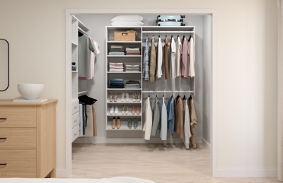 EasyFit 36"-60" W Classic Closet System, White, large