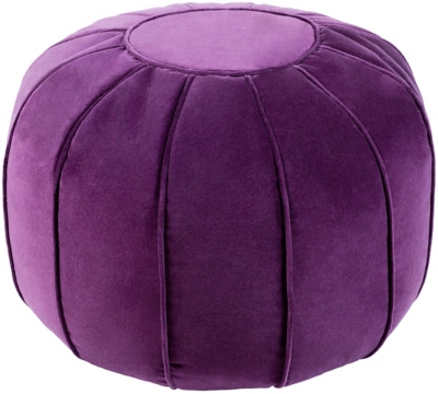 Surya Cotton Velvet Pouf, Dark Purple