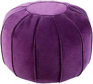 Surya Cotton Velvet Pouf, Dark Purple, large