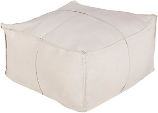 Surya Solid Linen Pouf, Ivory, large